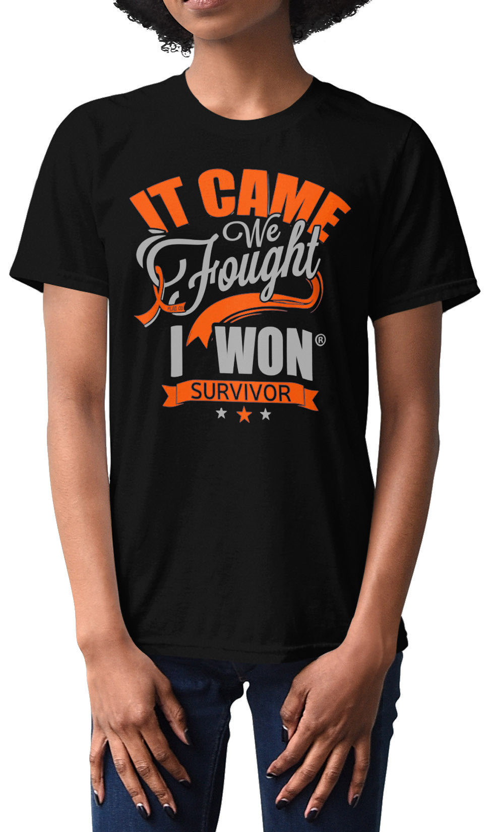 It Came. We Fought. I Won. Unisex T-Shirt - Black w/ Orange