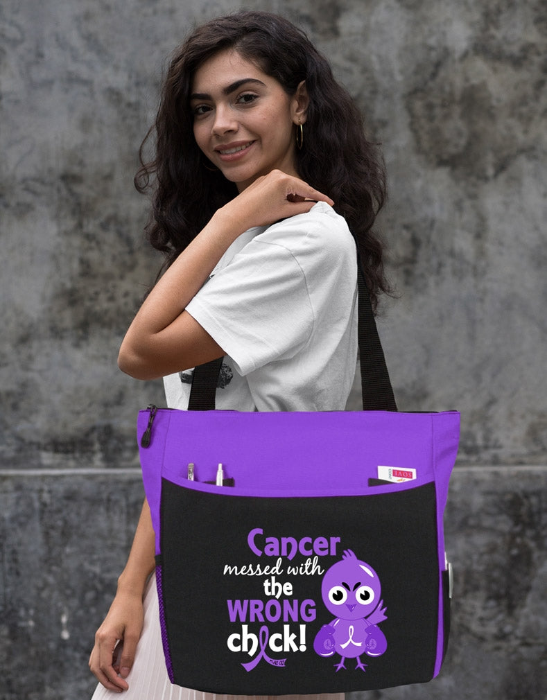 "Messed With The Wrong Chick" Dakota Tote Bag - Purple