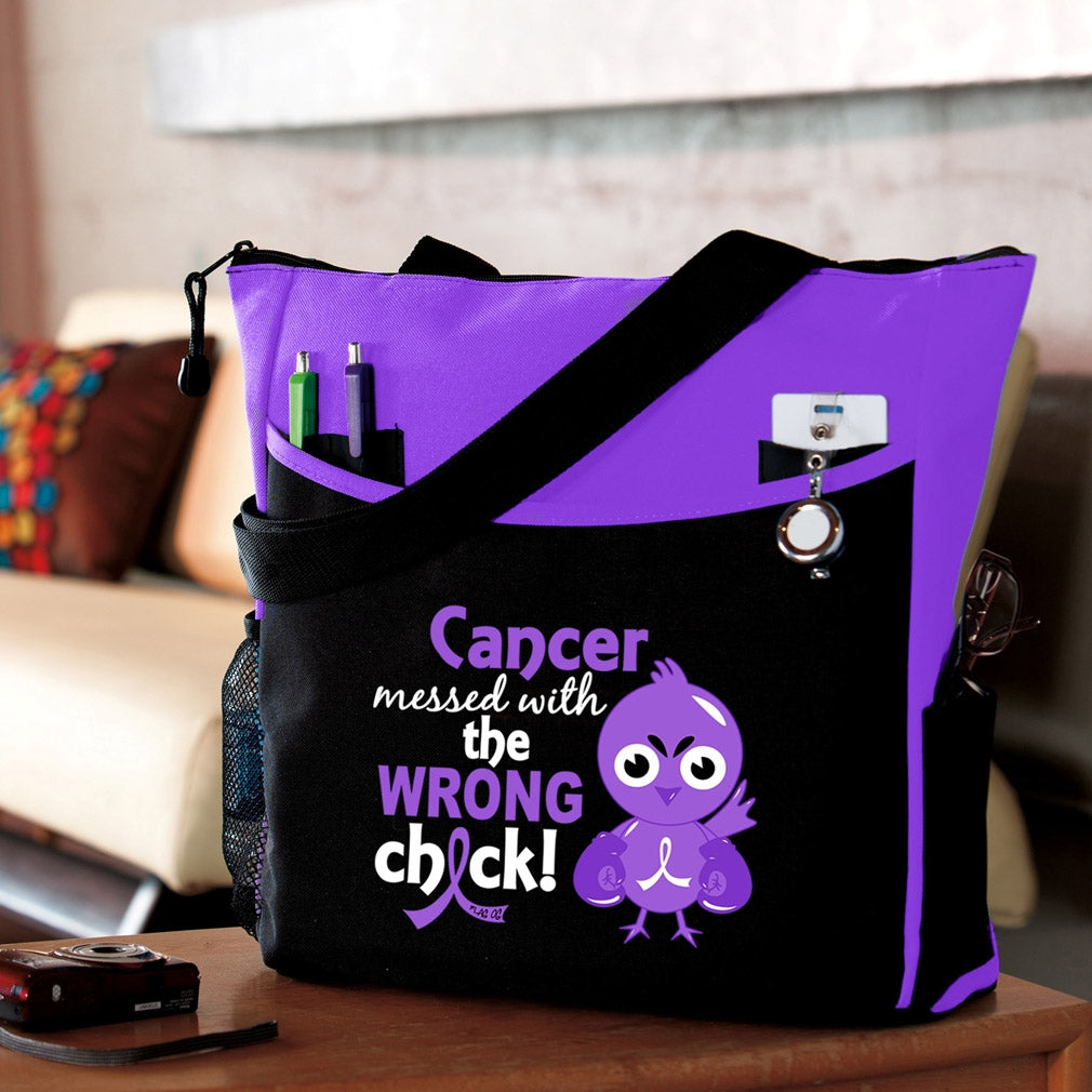 "Messed With The Wrong Chick" Dakota Tote Bag - Purple