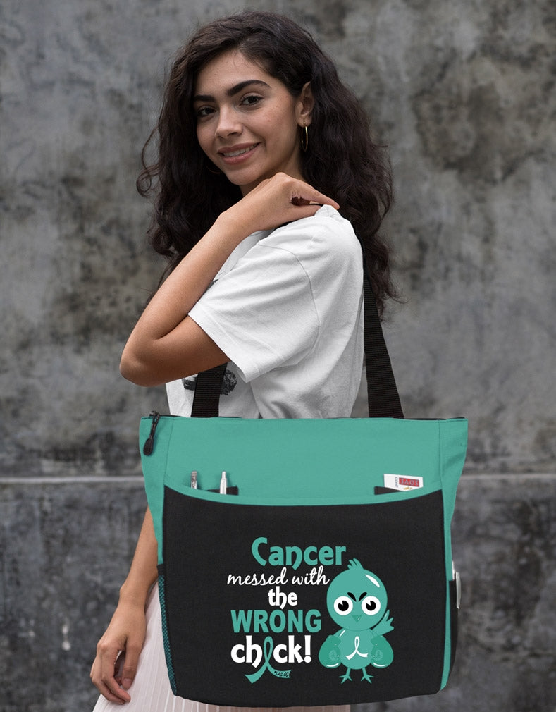 "Messed With The Wrong Chick" Dakota Tote Bag - Teal