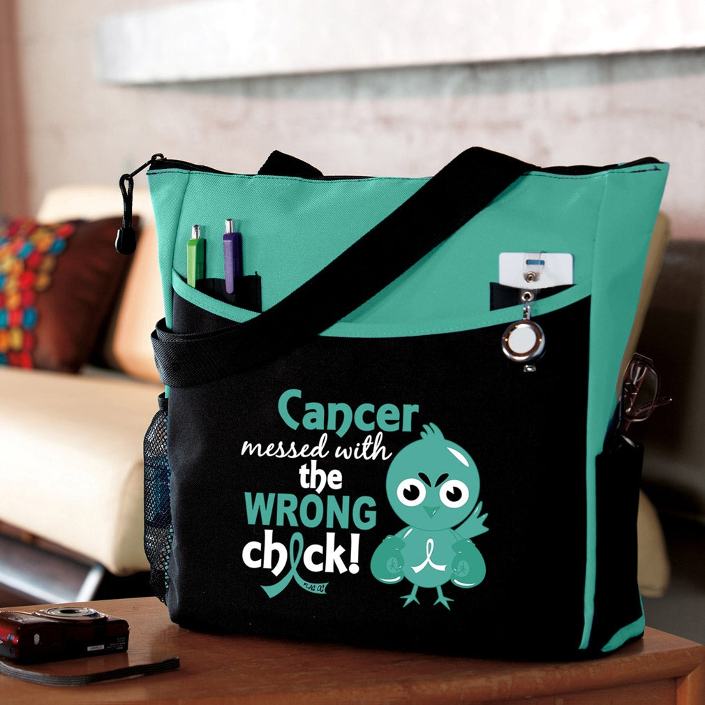 "Messed With The Wrong Chick" Dakota Tote Bag - Teal