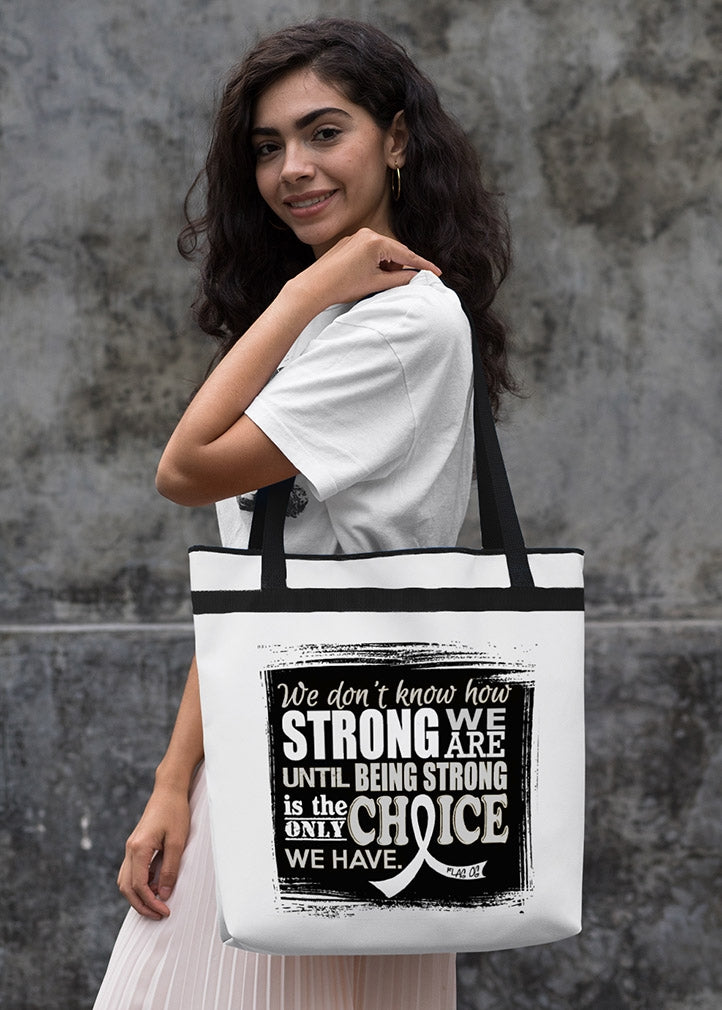 "How Strong We Are" Darcey Tote Bag - White