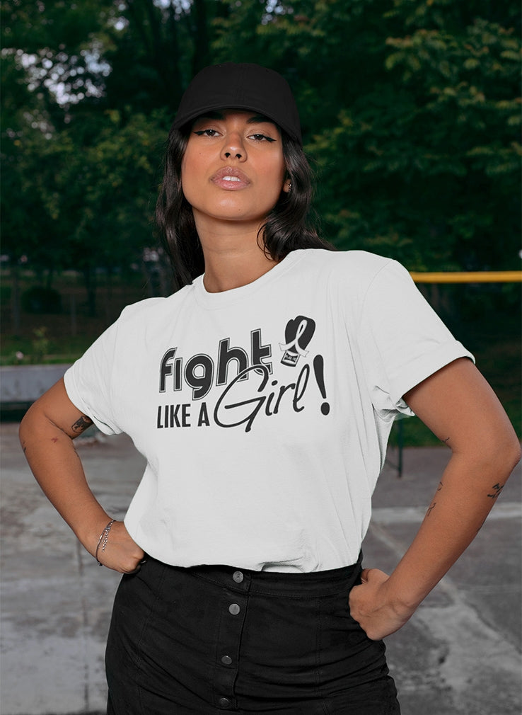 "Fight Like a Girl Signature" Unisex T-Shirt - White