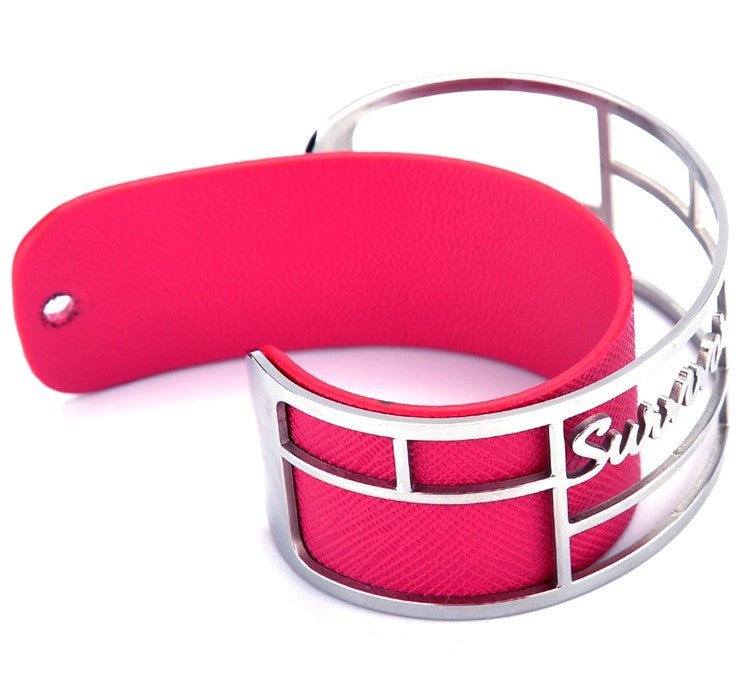 Survivor Wide Cuff Bracelet - Hot Pink
