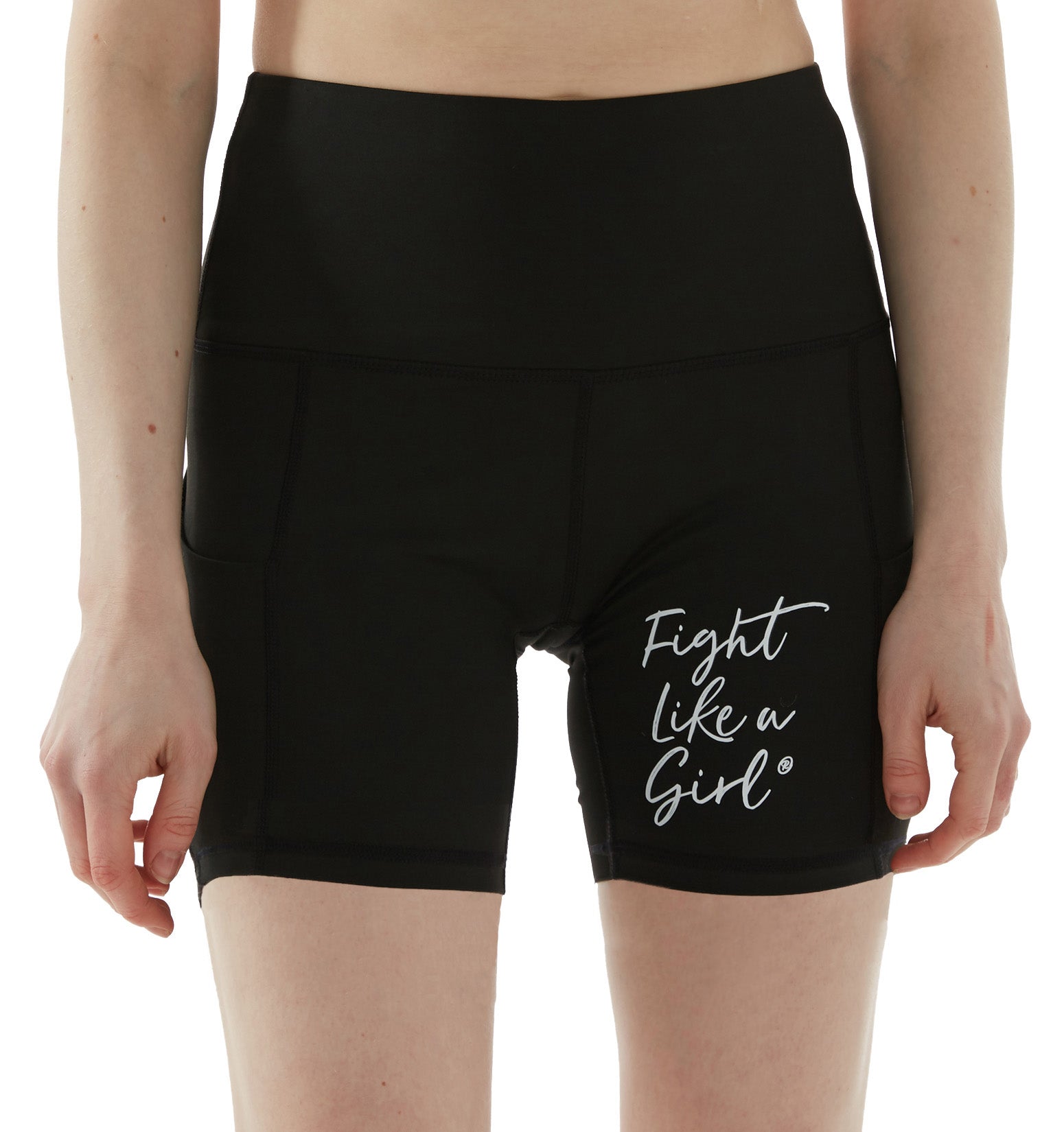 Fight Like a Girl Script Women's Bike Shorts, 5 in - Black