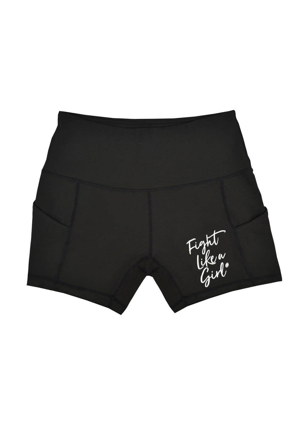 "Fight Like a Girl Script" Women's High Waist Athletic Shorts for Running