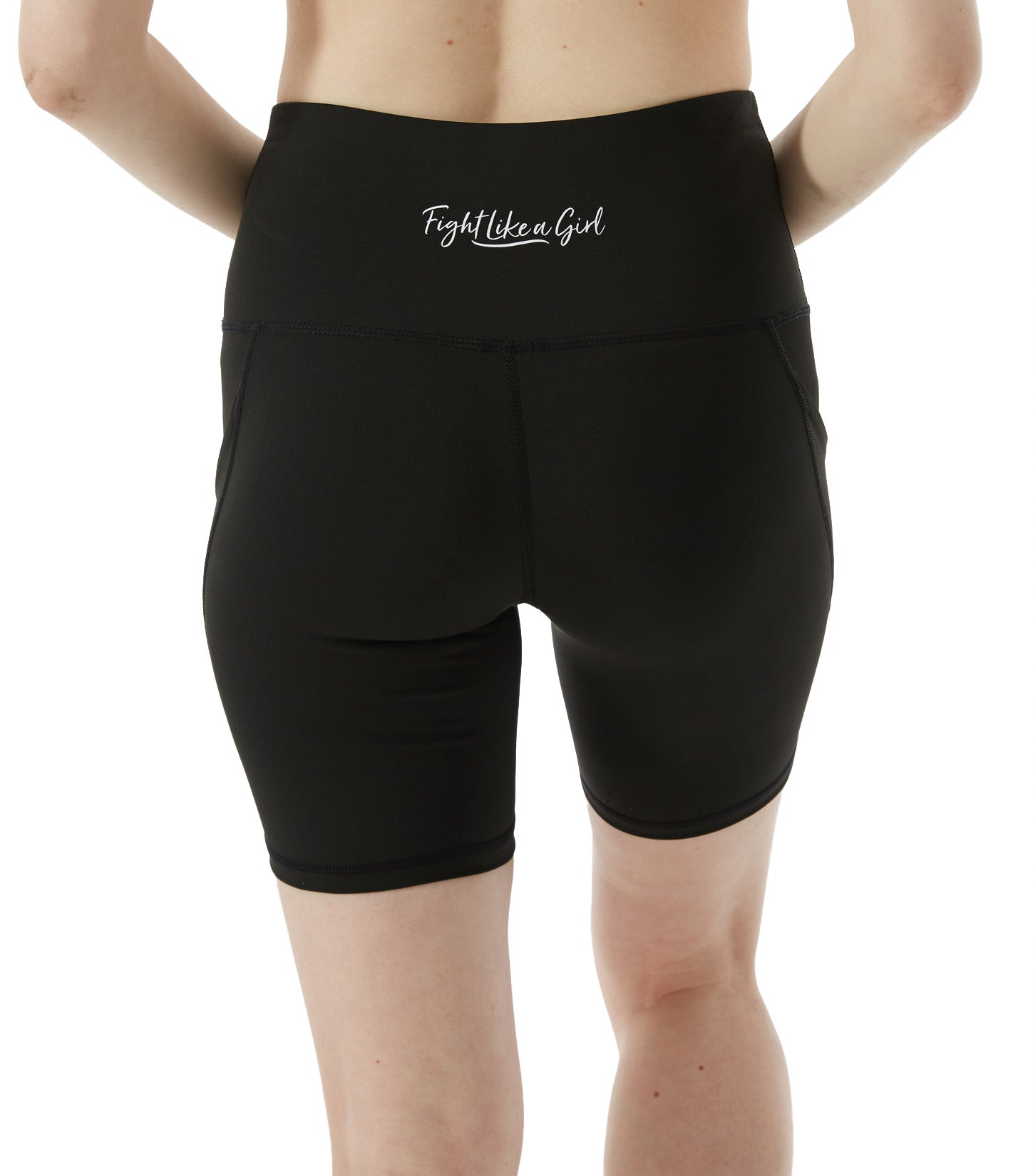 Fight Like a Girl Script Women's Biker Shorts with Pockets - Black