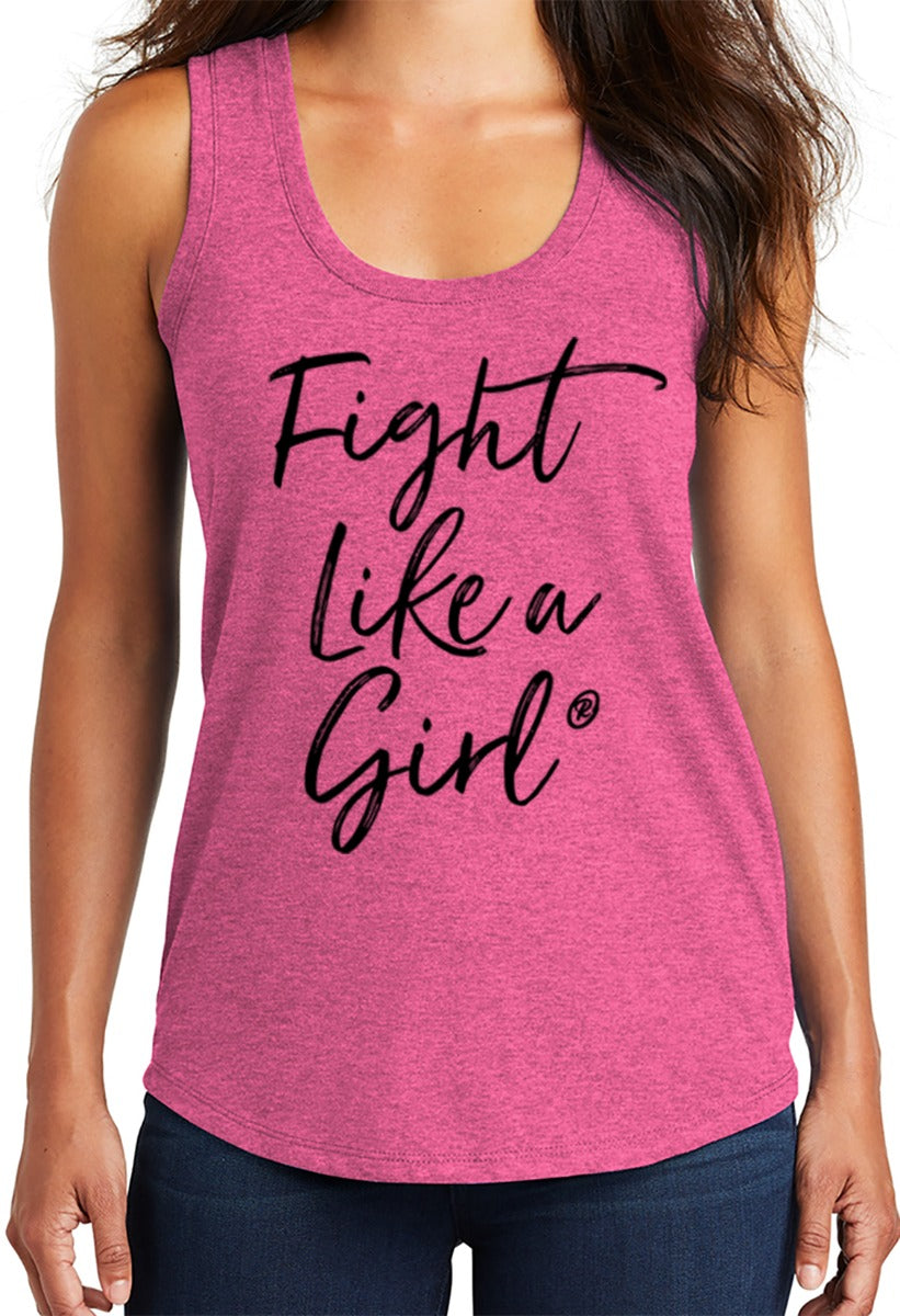 Fight Like a Girl Script Women's Racerback Tank Top - Pink Frost