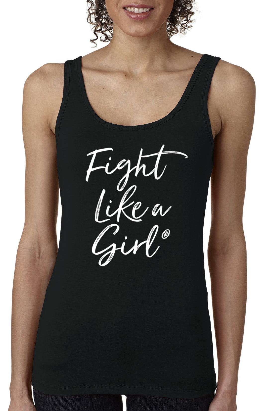 Fight Like a Girl Script Women's Stretch Tank Top - Black