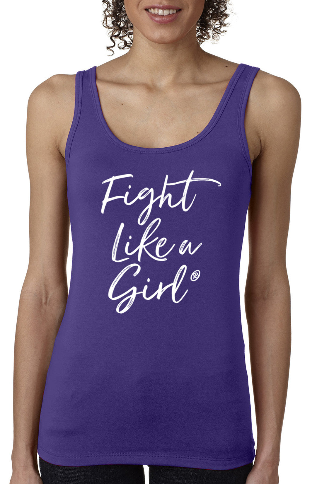Fight Like a Girl Script Women's Stretch Tank Top - Purple