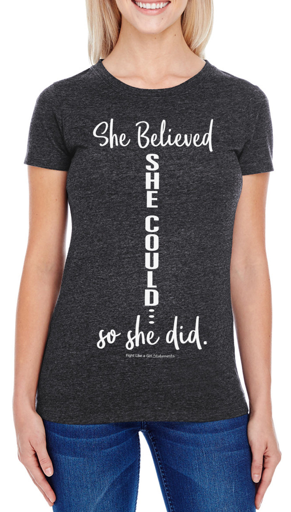She Believed She Could Women's Tri-Blend T-Shirt - Black Frost