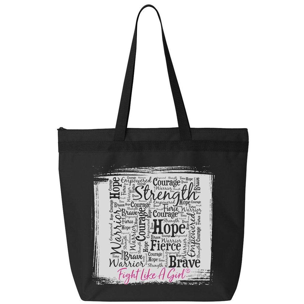 "Inspirational Word Collage" Darcey Tote Bag