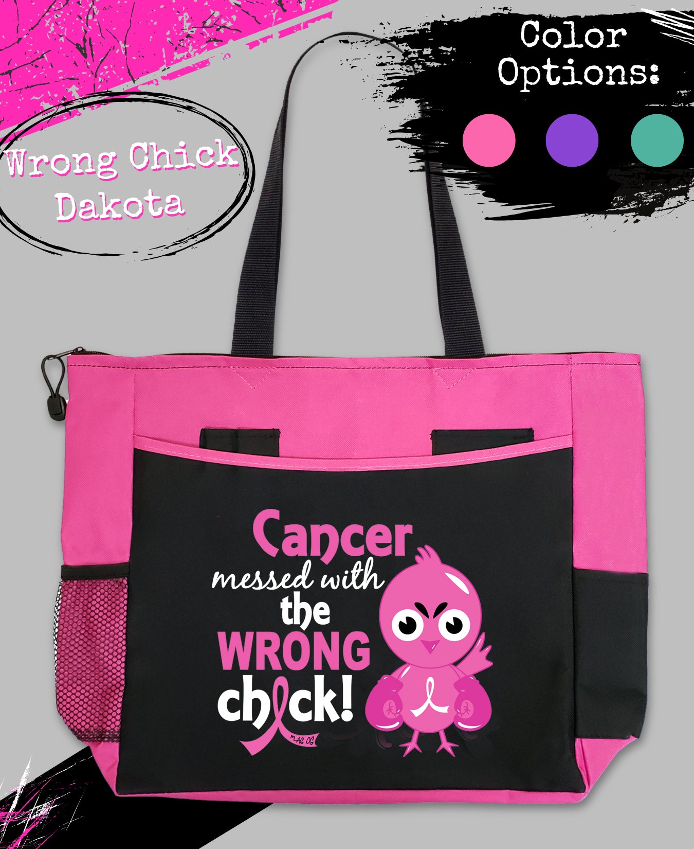 Wrong Chick Dakota Tote Bag - Black w/ Hot Pink