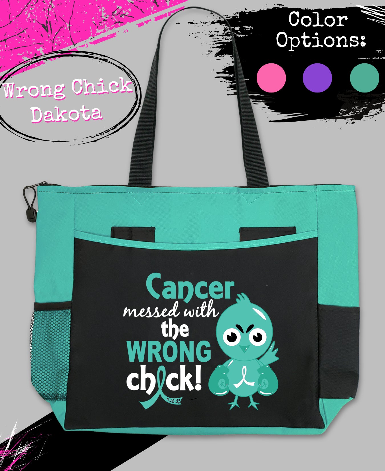 Wrong Chick Dakota Tote Bag - Black w/ Teal