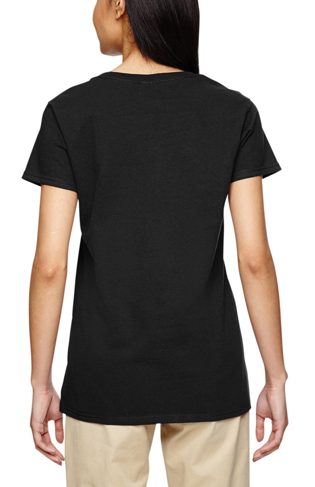 "Messed with the Wrong Chick" Ladies V-Neck T-Shirt - Black w/ Purple