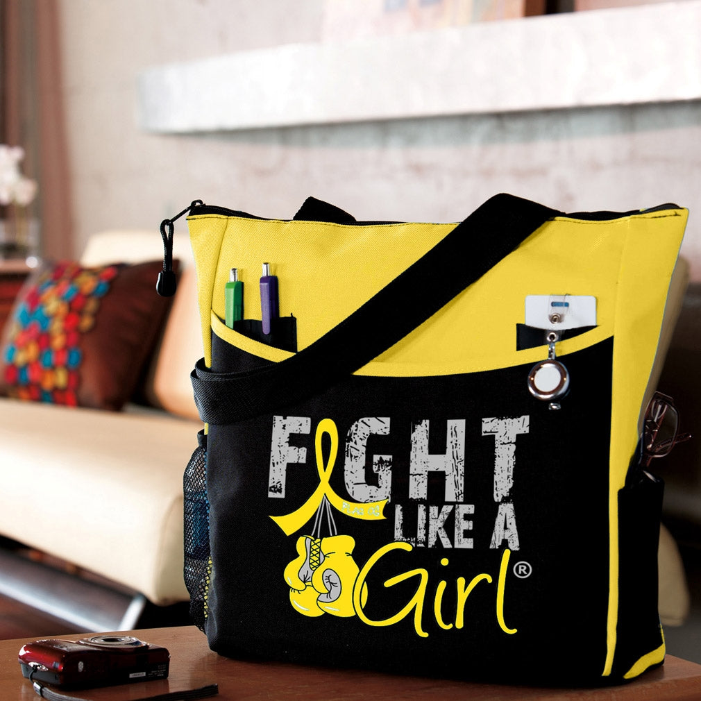 "Fight Like a Girl Knockout" Dakota Tote Bag - Yellow