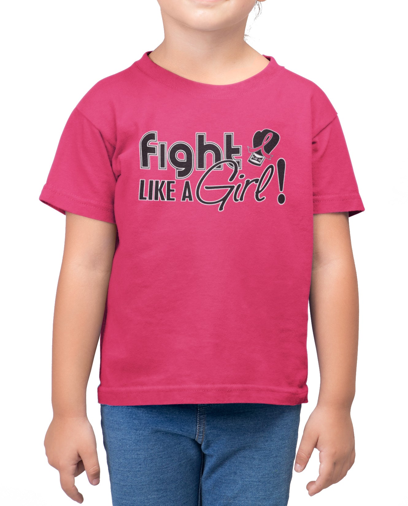 Fight Like a Girl Signature Youth T-Shirt - Hot Pink