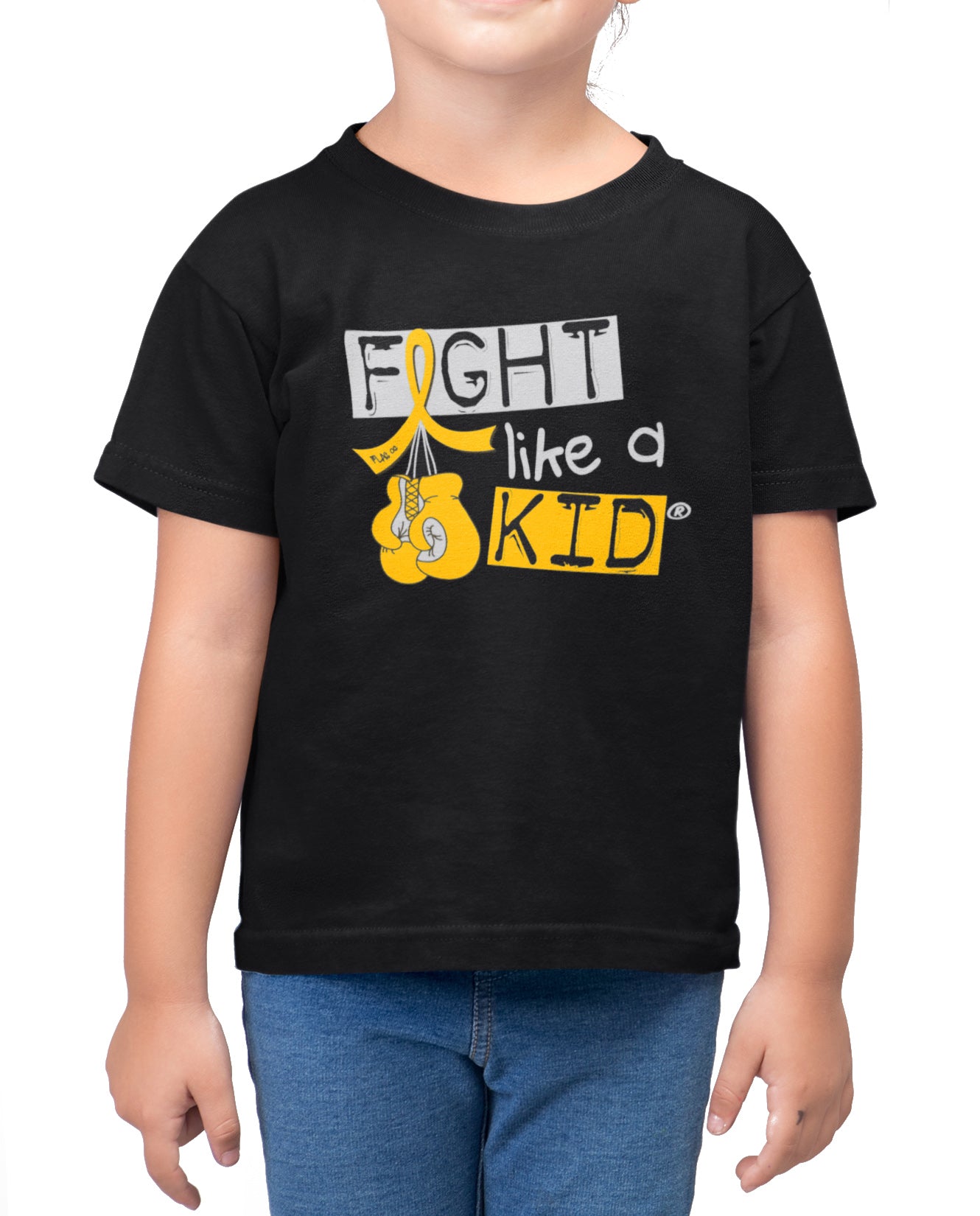 Fight Like a Kid Label Youth T-Shirt - Black w/ Gold