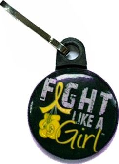 Fight Like a Girl Knockout Zipper Pull - Black w/ Gold