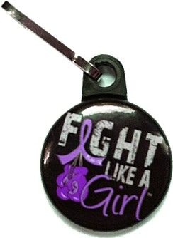 Fight Like a Girl Knockout Zipper Pull - Black w/ Purple