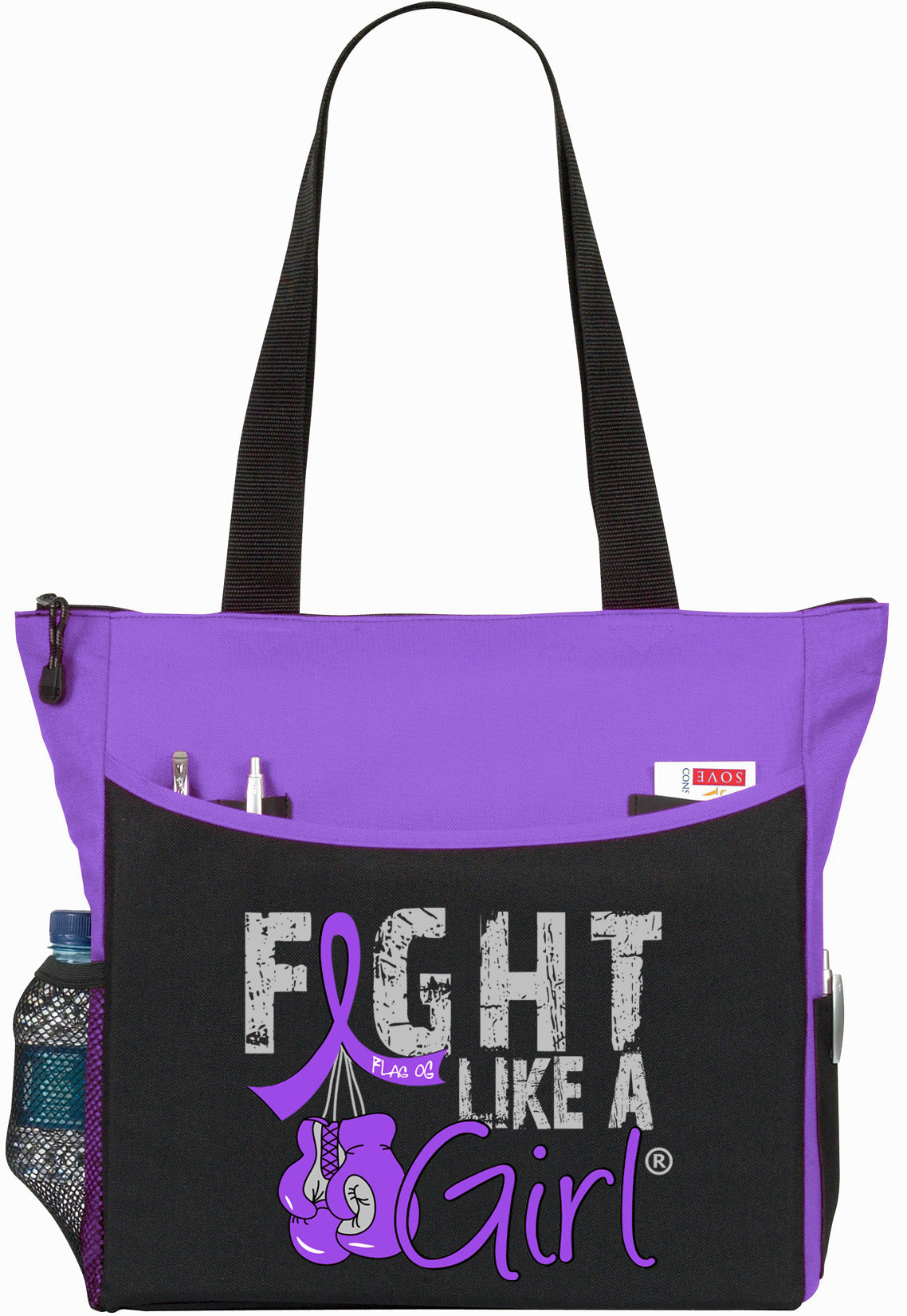 Fight Like a Girl Knockout Dakota Tote Bag - Black w/ Purple (2024 Version)