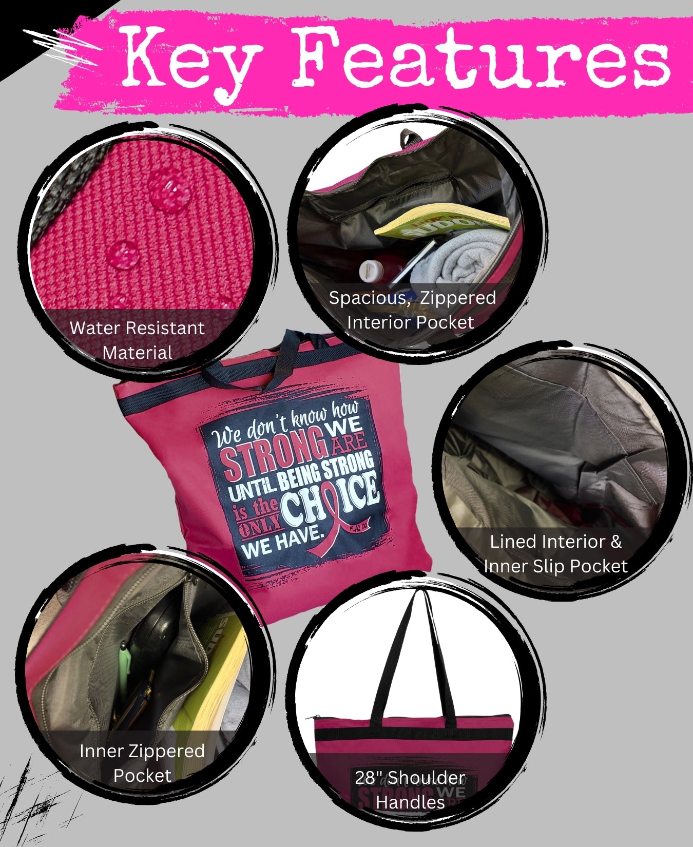 How Strong We Are Darcey Tote Bag - Burgundy