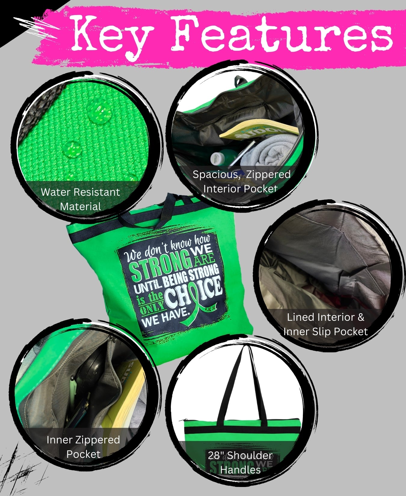 How Strong We Are Darcey Tote Bag - Green