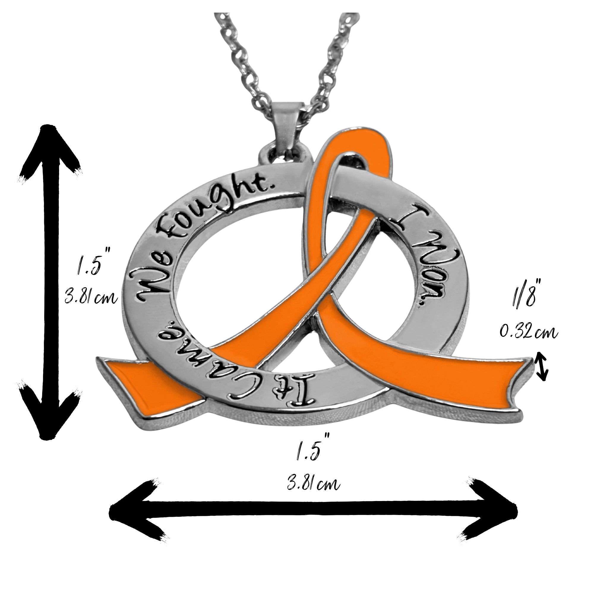 It Came We Fought I Won Awareness Ribbon Necklace - Orange