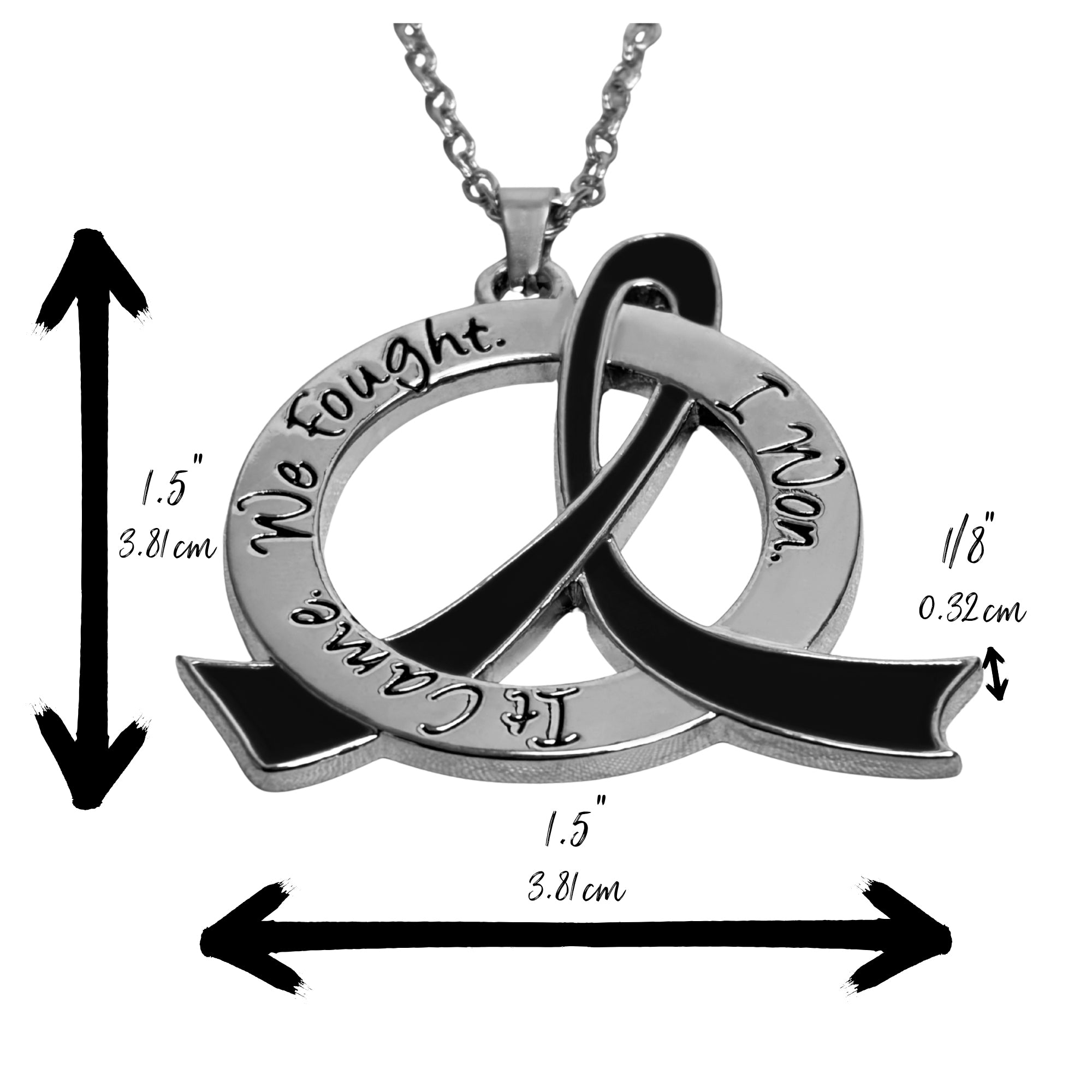 It Came We Fought I Won Awareness Ribbon Necklace - Black