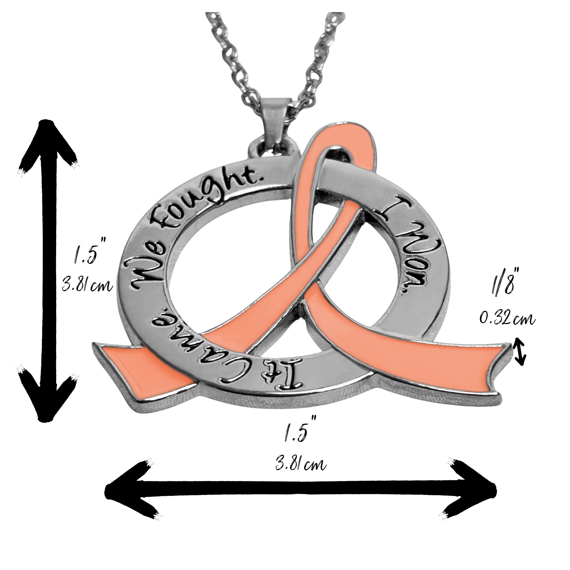 It Came We Fought I Won Awareness Ribbon Necklace - Peach