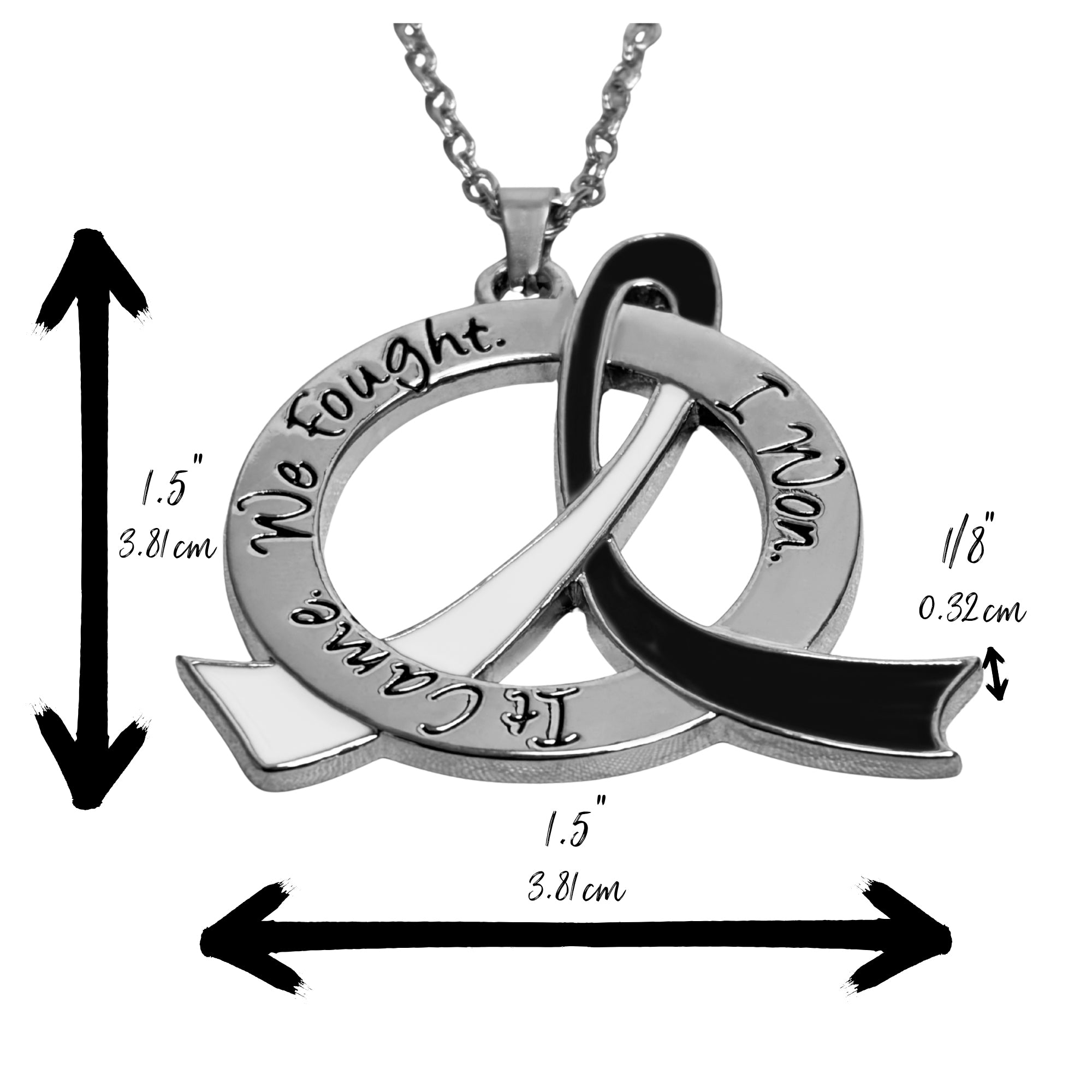 It Came We Fought I Won Awareness Ribbon Necklace - Black/White