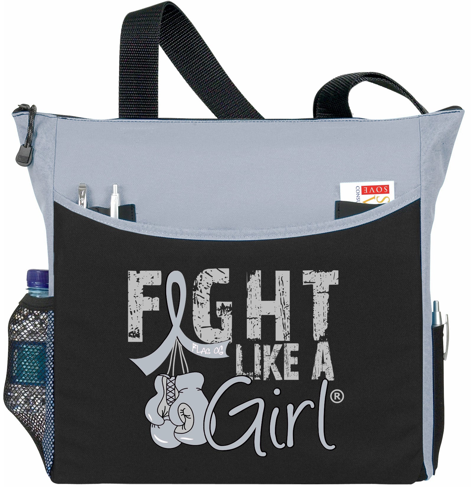Fight Like a Girl Knockout Dakota Tote Bag - Black w/ Grey (2024 Version)