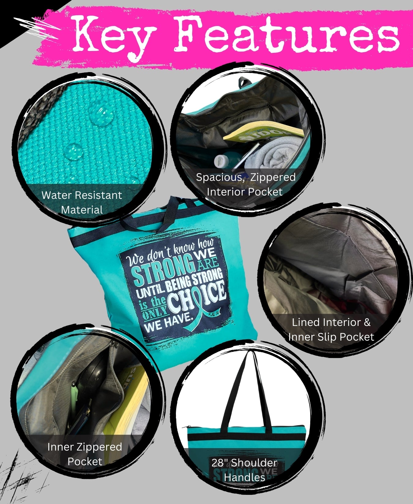 How Strong We Are Darcey Tote Bag - Teal