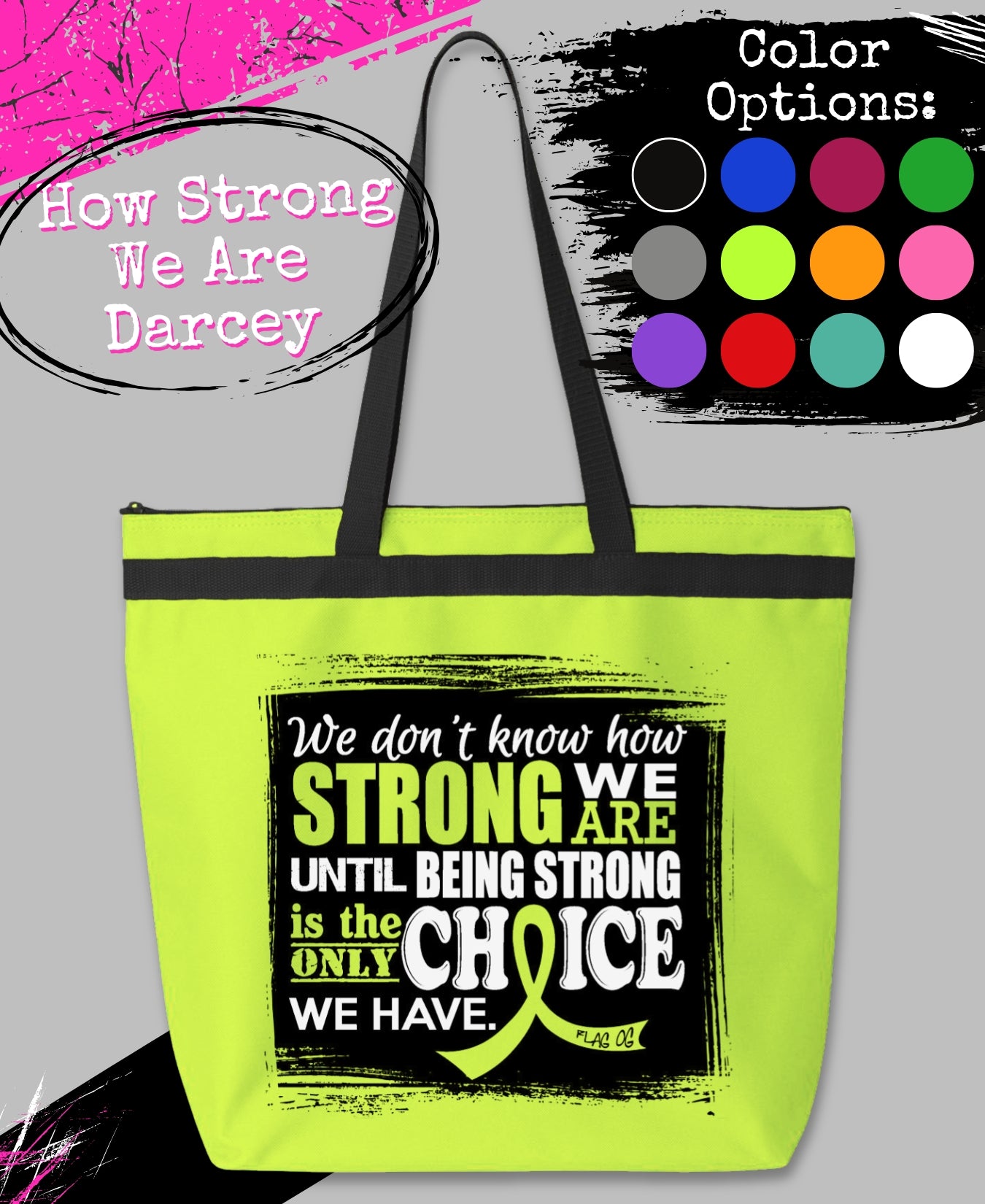 How Strong We Are Darcey Tote Bag - Lime Green