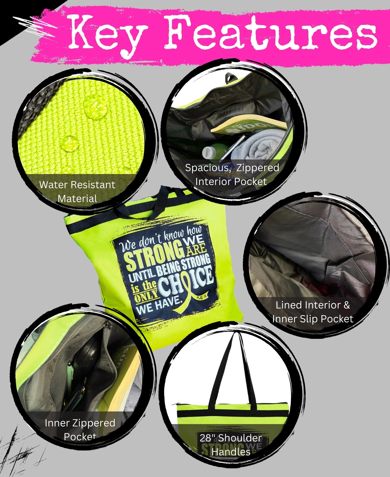 How Strong We Are Darcey Tote Bag - Lime Green