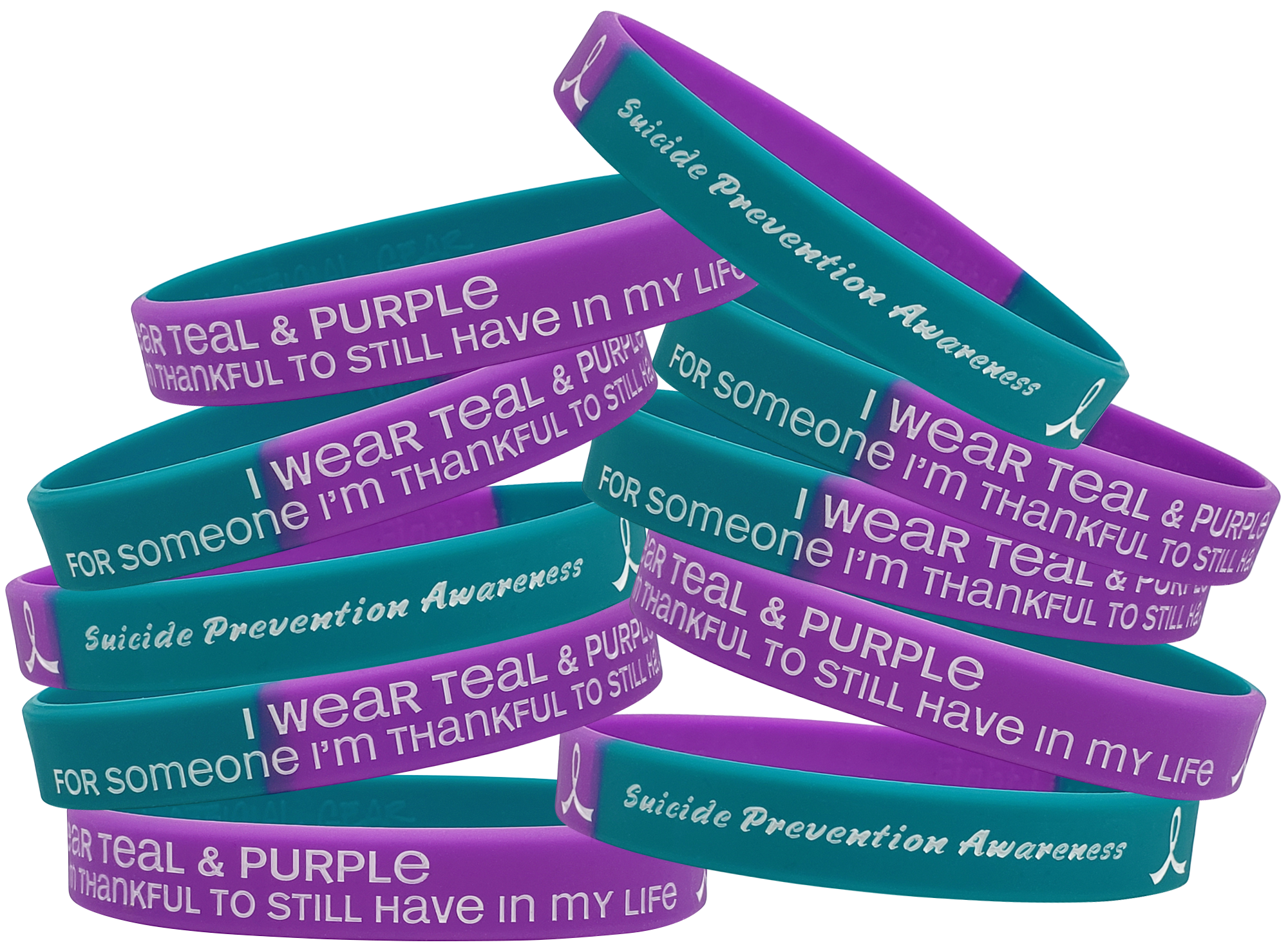 Thankful to Still Have Silicone Wristband - Teal/Purple