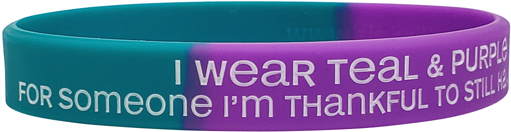 Thankful to Still Have Silicone Wristband - Teal/Purple