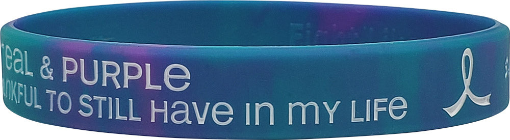 Thankful to Still Have Silicone Wristband - Teal/Purple Swirl