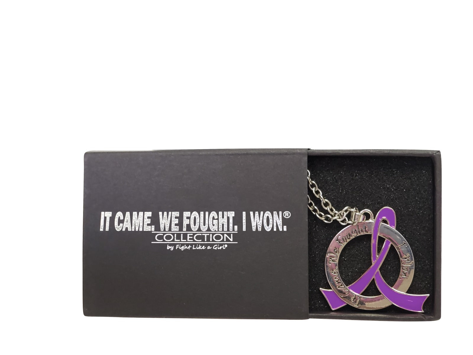 It Came We Fought I Won Awareness Ribbon Necklace - Purple