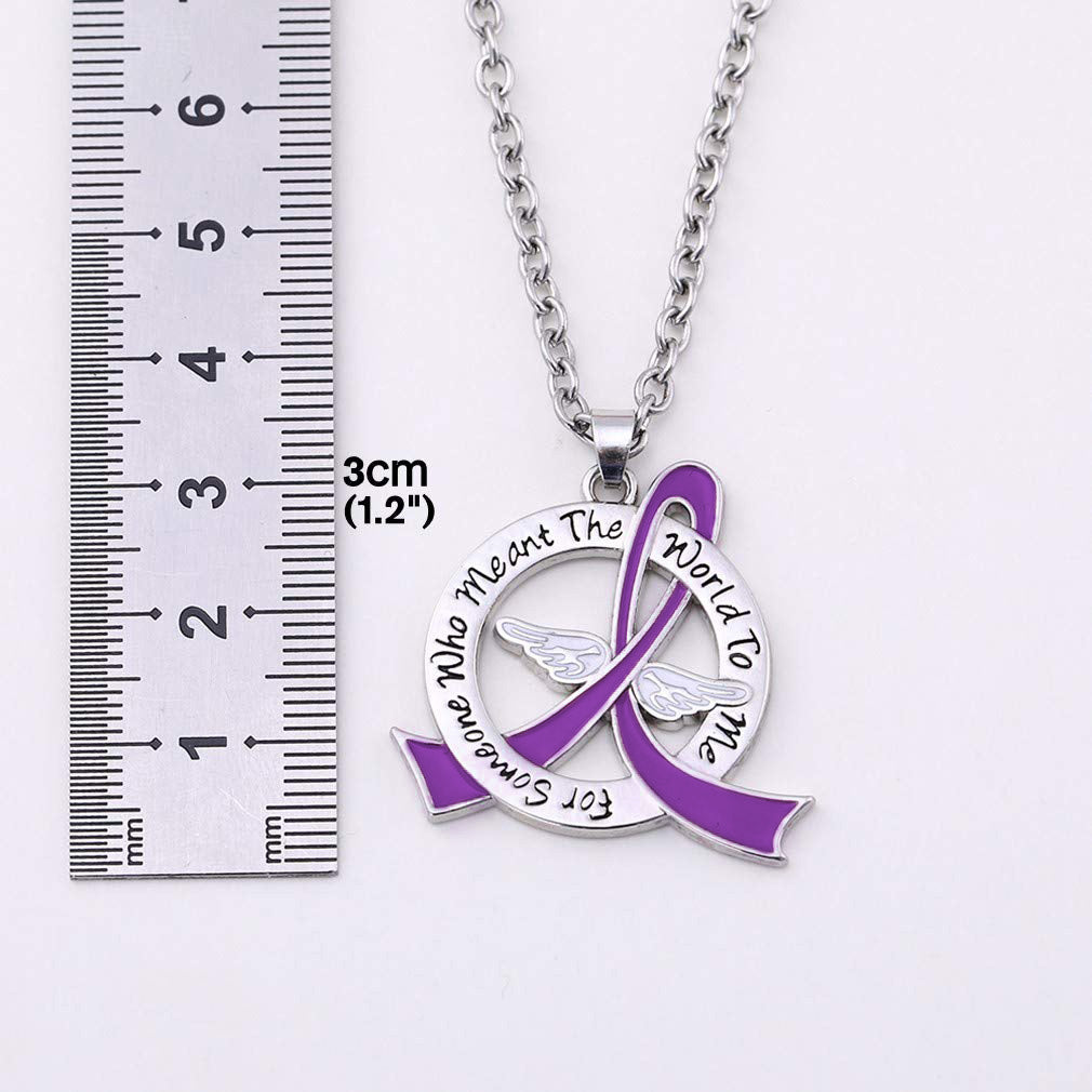 Meant the World to Me Awareness Ribbon Necklace - Purple