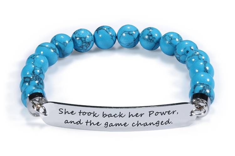She Took Back Her Power Bead Stretch Bracelet - Turquoise (Discontinued)