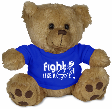 Fight Like a Girl Teddy Bear Stuffed Animal Colon Cancer Huntingtons Disease AS Arthritis RA