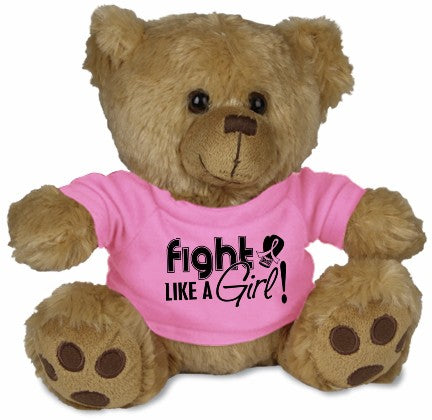 Fight Like a Girl Teddy Bear Stuffed Animal - Pink