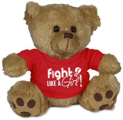 Fight Like a Girl Teddy Bear Stuffed Animal AIDS, Heart Disease, Blood Cancer
