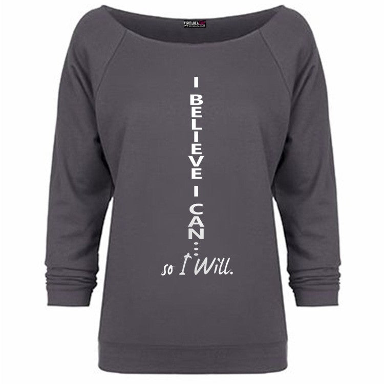 I Believe I Can Women's Long Sleeve Dolman T-Shirt - Charcoal Grey