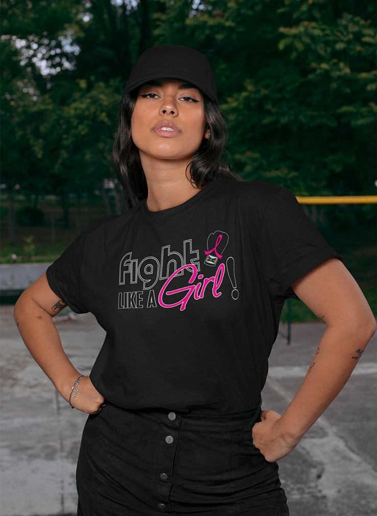 "Fight Like a Girl Signature" Unisex T-Shirt - Black w/ Pink