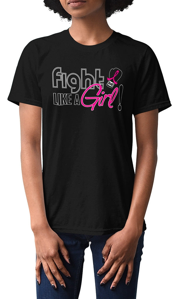 "Fight Like a Girl Signature" Unisex T-Shirt - Black w/ Pink