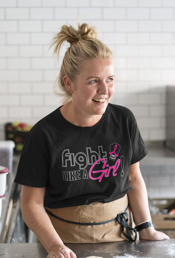 "Fight Like a Girl Signature" Unisex T-Shirt - Black w/ Pink