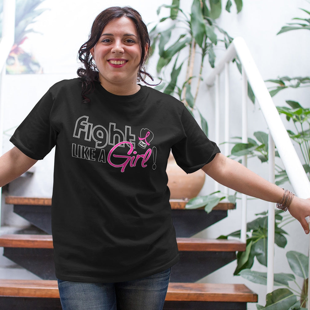 "Fight Like a Girl Signature" Unisex T-Shirt - Black w/ Pink