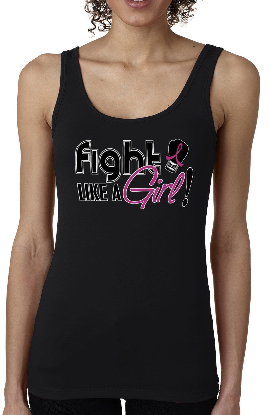 Fight Like a Girl Signature Women's Stretch Tank Top - Black w/ Pink
